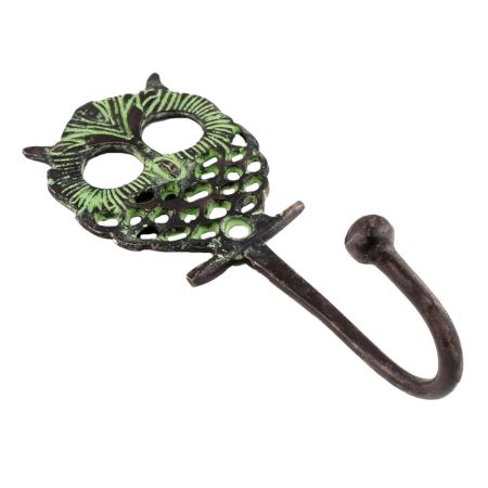 Antique Green Owl Wall Brass Decorative Hook